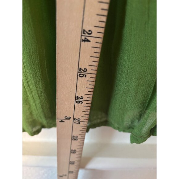 Vintage Boho Chic Green Embroidered Button-Down Tunic Top By CGNY Long Sleeve - Picture 10 of 14